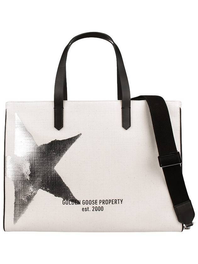 East West California Golden Star Print Tote Bag Cream - GOLDEN GOOSE - BALAAN 1