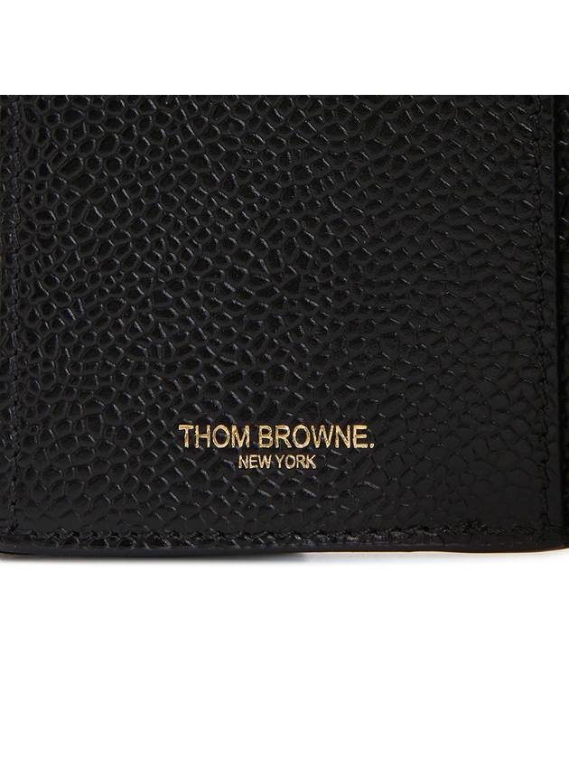 RWB Stripe Pebble Leather Tri-fold Half Wallet Black - THOM BROWNE - BALAAN 9