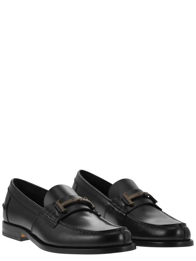 Double T Leather Loafers Black - TOD'S - BALAAN 5