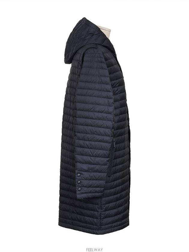 Matte nylon 4 bar stripe downfill quilted coat navy 2 74398 - THOM BROWNE - BALAAN 3