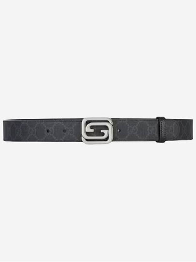 Squared Interlocking G Reversible Leather Belt Black - GUCCI - BALAAN 2