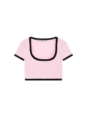 Crystal Trim Scoop TShirt Light Pink 271265 - ALEXANDER WANG - BALAAN 1