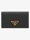 Saffiano Leather Triangle Logo Card Wallet Black - PRADA - BALAAN 3