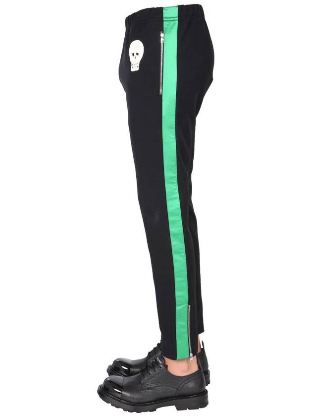 Men's Skull Head Patch Green Lining Track Pants Black - ALEXANDER MCQUEEN - BALAAN 4