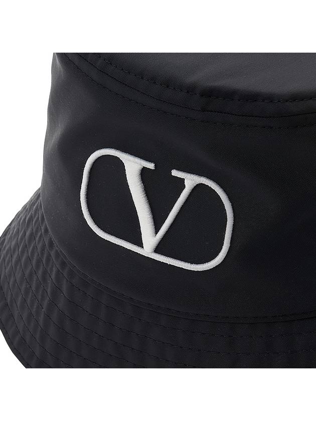 Signature V Logo Bucket Hat Black - VALENTINO - BALAAN 7