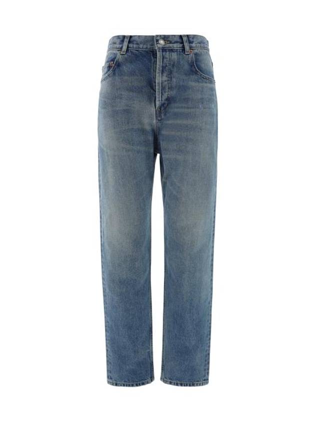 Vanessa High Waist Denim Straight Jeans Blue - SAINT LAURENT - BALAAN 1