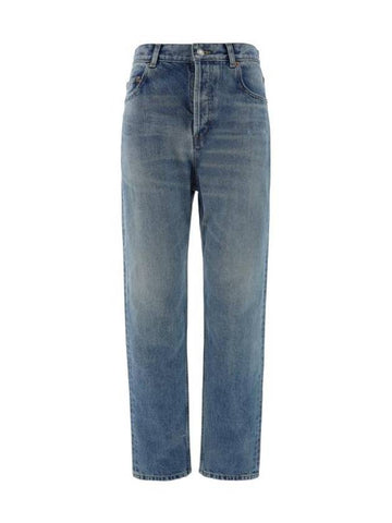 Vanessa High Waist Denim Straight Jeans Blue - SAINT LAURENT - BALAAN 1