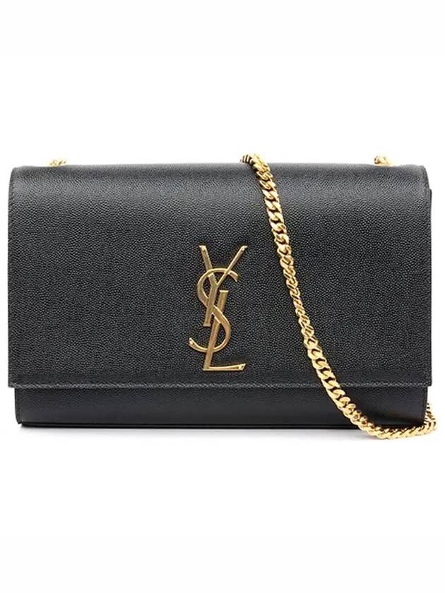 Monogram Kate Chain Gold Medium Cross Bag Black - SAINT LAURENT - BALAAN 3