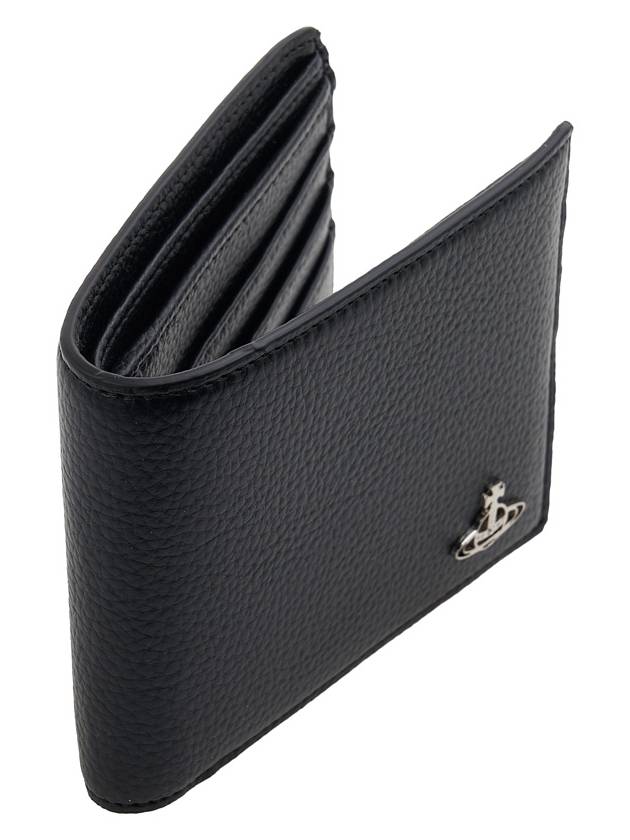 Men's Silver Logo Half Wallet Black - VIVIENNE WESTWOOD - BALAAN 3