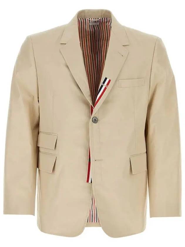 Typewriter Cloth Grosgrain Placket Sport Jacket Beige - THOM BROWNE - BALAAN 3