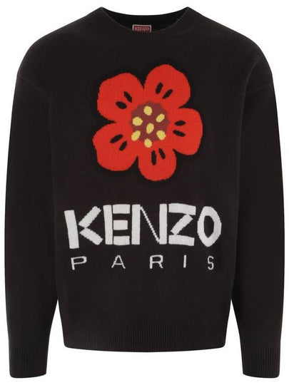 Boke Flower Merino Wool Knit Top Black - KENZO - BALAAN 2