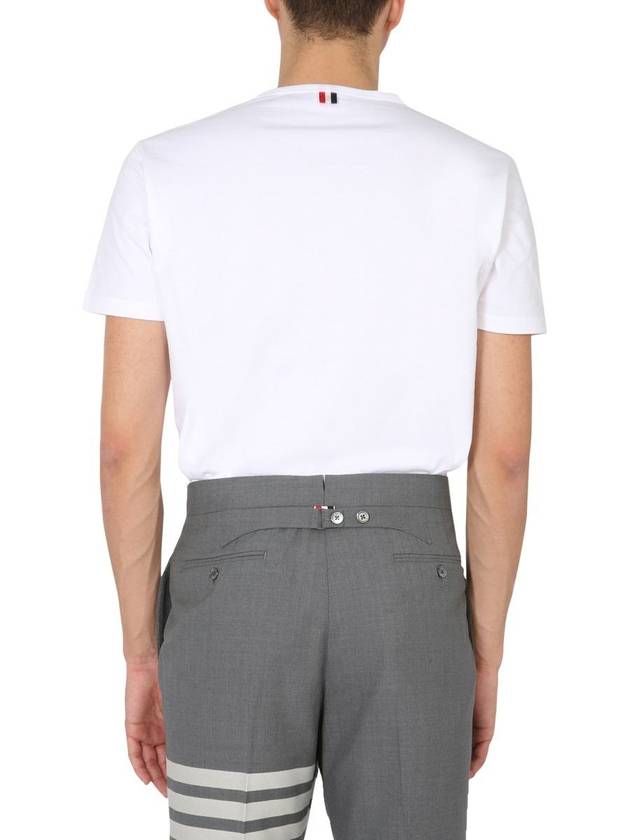 Men's Medium Weight Jersey Tipped Pocket Crewneck Short Sleeve T-Shirt White - THOM BROWNE - BALAAN 8