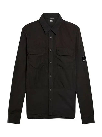 Lens Poplin Long Sleeve Shirt Black - CP COMPANY - BALAAN 2