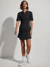 Bali Tennis Collar Short Sleeve Knit Tee Half Zip Up Lillian Off Court Polo TOP Black - VARLEY - BALAAN 4