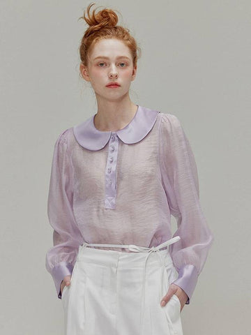 Round collar see-through blouse lavender - OPENING SUNSHINE - BALAAN 1