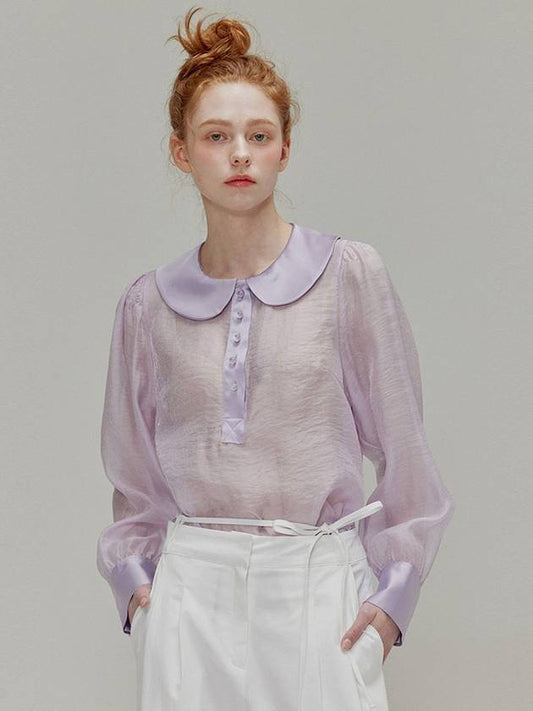 Round Collar See-Through Blouse Lavender - OPENING SUNSHINE - BALAAN 1