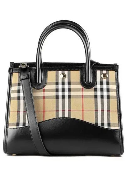 Baby Title Plaid Strap Tote Bag Beige Black - BURBERRY - BALAAN 2