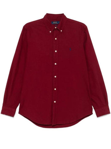 Men s Lassic Fit Garment Dyed Oxford Long Sleeve Shirt Red - POLO RALPH LAUREN - BALAAN 1