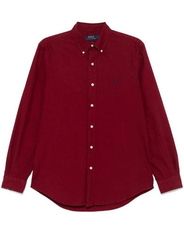 Men s Lassic Fit Garment Dyed Oxford Long Sleeve Shirt Red - POLO RALPH LAUREN - BALAAN 1