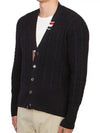 Cable Knitwear Virgin Wool Cardigan Navy - THOM BROWNE - BALAAN 3