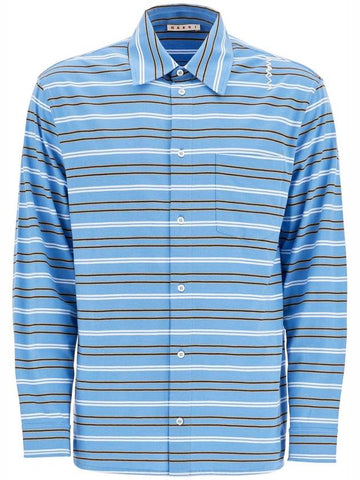 light blue cotton turtleneck polo with horizontal stripes - MARNI - BALAAN 1