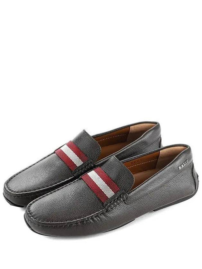 Men's Pierced Striped Leather Loafers Brown - BALLY - BALAAN 2