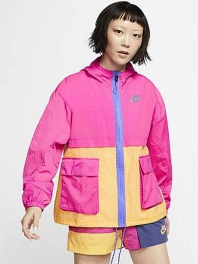 Women's Icon Crush Hooded Windbreaker Pink Orange - NIKE - BALAAN 2