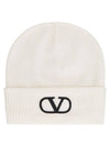 Signature V Logo Wool Beanie Ivory - VALENTINO - BALAAN 1