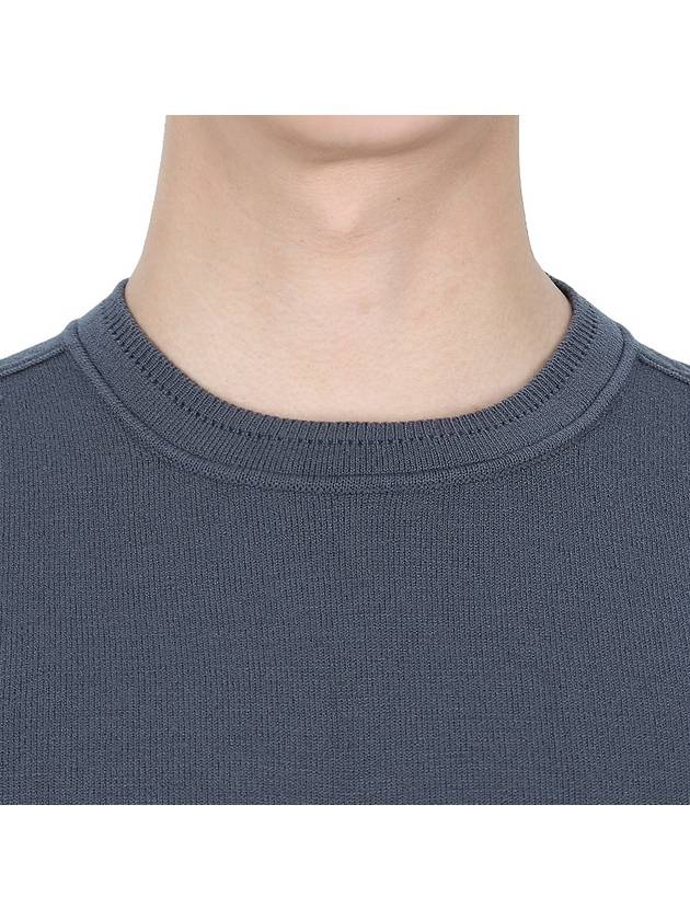 Logo Patch Crew Neck Knit Top Grey - STONE ISLAND - BALAAN 7