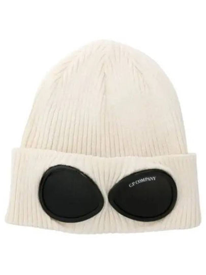 Goggle Detail Ribbed Beanie Beige - CP COMPANY - BALAAN 2