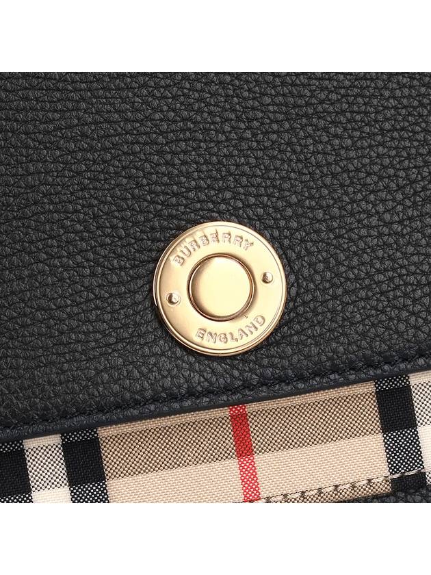 Leather and Vintage Check Note Crossbody Bag Black - BURBERRY - BALAAN 8