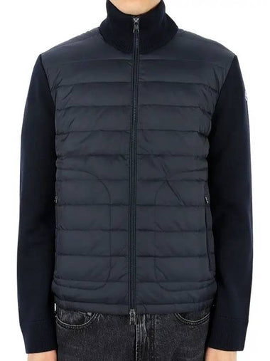 Men s High Neck Knit Padded Jacket Navy 9B50700 A9341 777 - MONCLER - BALAAN 1