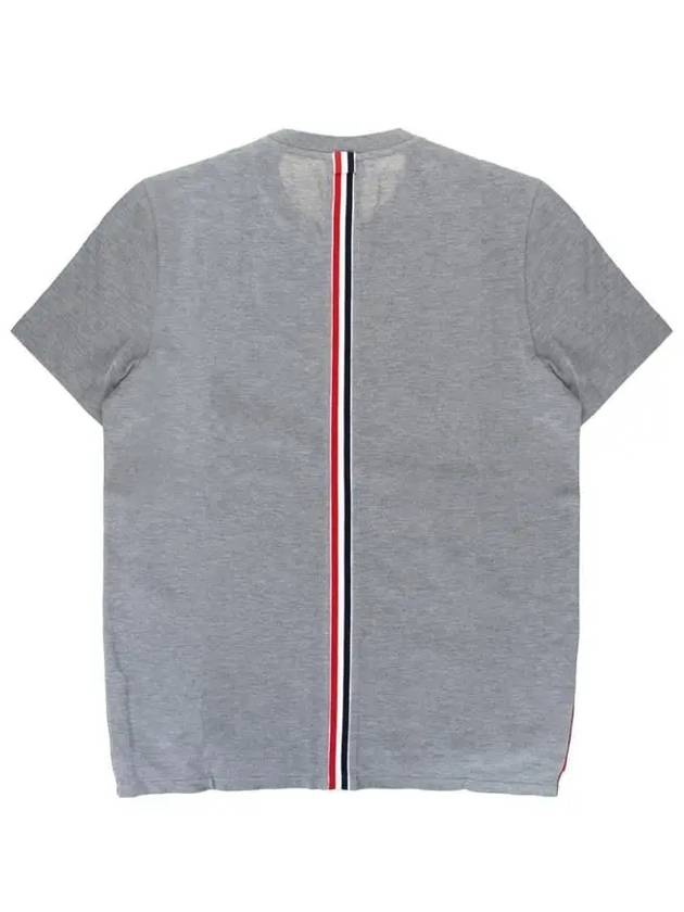 Men's Center Back Striped Short Sleeve T-Shirt Light Grey - THOM BROWNE - BALAAN 3