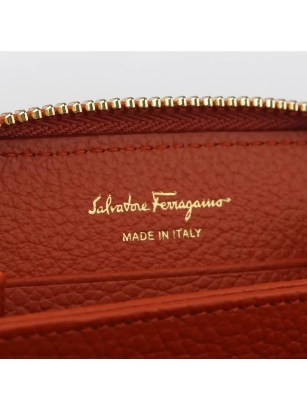 Women's Gancini Logo Zipper Card Wallet Terracotta - SALVATORE FERRAGAMO - BALAAN 4