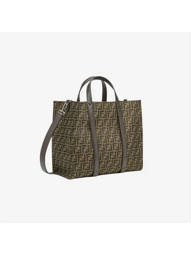 FF Jacquard Fabric Shopper Tote Bag Brown - FENDI - BALAAN 3