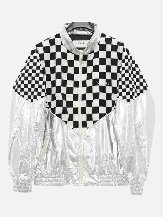 Check Metallic Loose Fit Nylon Jacket Black White - CELINE - BALAAN 2