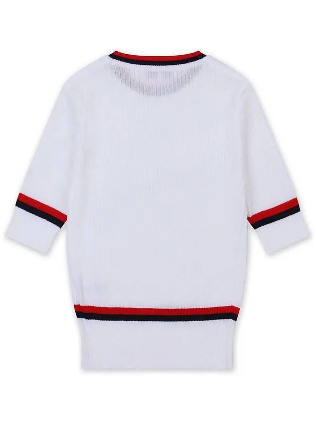 Golfwear Scheme Round Ribbed Knit Short Sleeve T-Shirt White Red - ONOFF - BALAAN 3