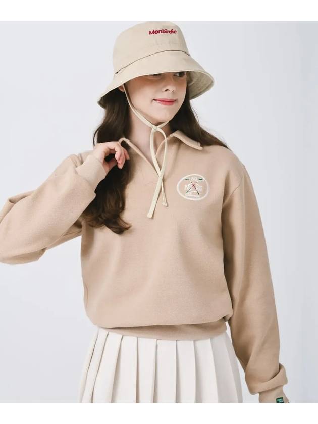 Rookie open collar neck long sleeve sweatshirt BEIGE - MONBIRDIE GOLF - BALAAN 5