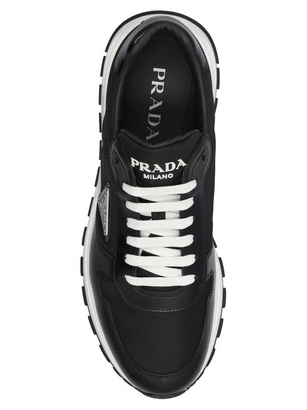 Prax 01 Re-Nylon Brushed Leather Low-Top Sneakers Black - PRADA - BALAAN 5