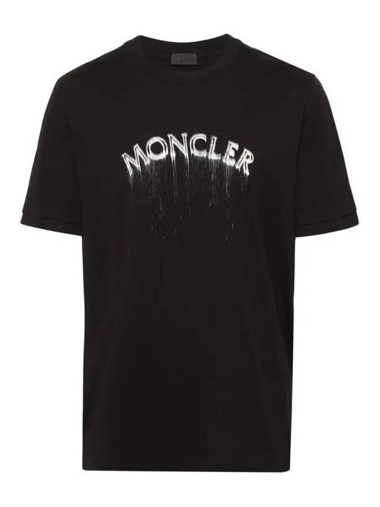 Powder Effect Logo Cotton Short Sleeve T-Shirt Black - MONCLER - BALAAN 2