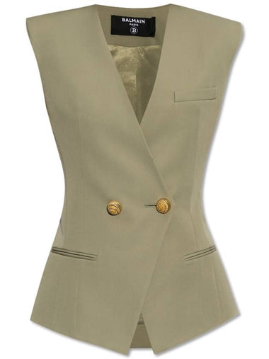 Balmain Double-breasted Vest, Women's, Green - BALMAIN - BALAAN 1