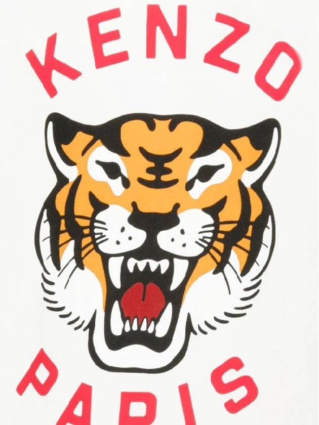 Lucky Tiger Short Sleeve T-Shirt White - KENZO - BALAAN 4