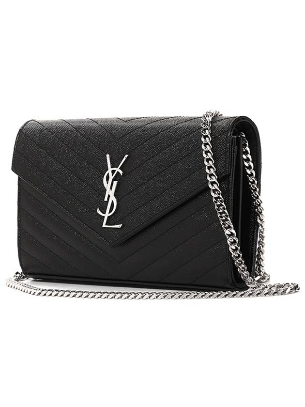 Cassandre Matelasse Chain Cross Bag In Grain de Poudre Embossed Leather Black - SAINT LAURENT - BALAAN 3