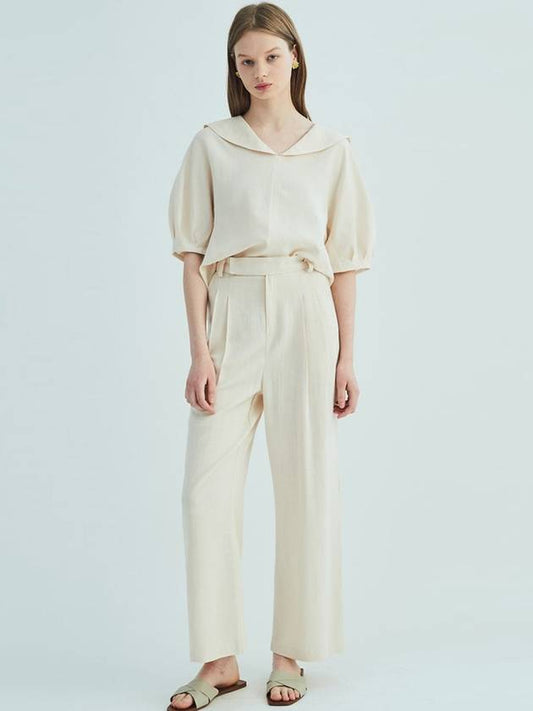 Linen two tuck wide pants_Beige - OPENING SUNSHINE - BALAAN 1