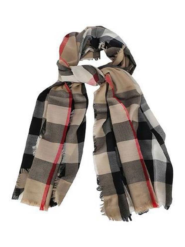 Lightweight Check Cashmere Scarf Beige - BURBERRY - BALAAN 2