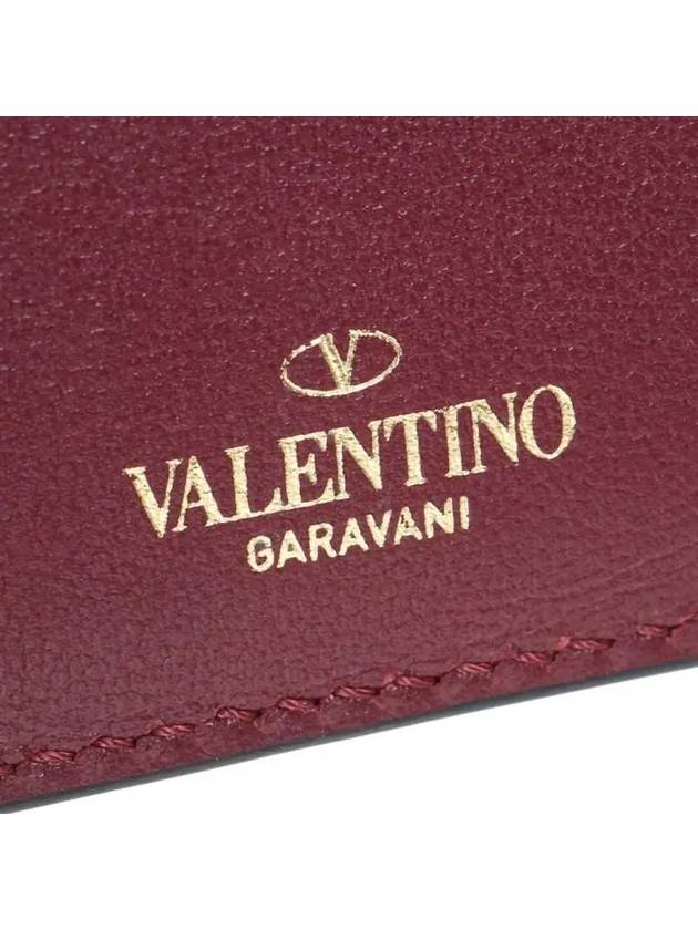 Rockstud Leather Card Wallet Red - VALENTINO - BALAAN 8