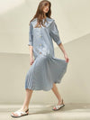 cape collar pleated dress_blue check - MITTE - BALAAN 3