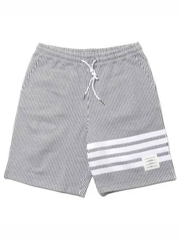 Diagonal Stripe Loopback Cotton Seersucker Shorts Pants Men s Training - THOM BROWNE - BALAAN 1