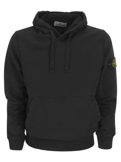 Logo Patch Cotton Fleece Hoodie Black - STONE ISLAND - BALAAN 2