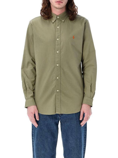 Men's Classic Fit Garment Dyed Oxford Long Sleeve Shirt Sage Green - POLO RALPH LAUREN - BALAAN 2